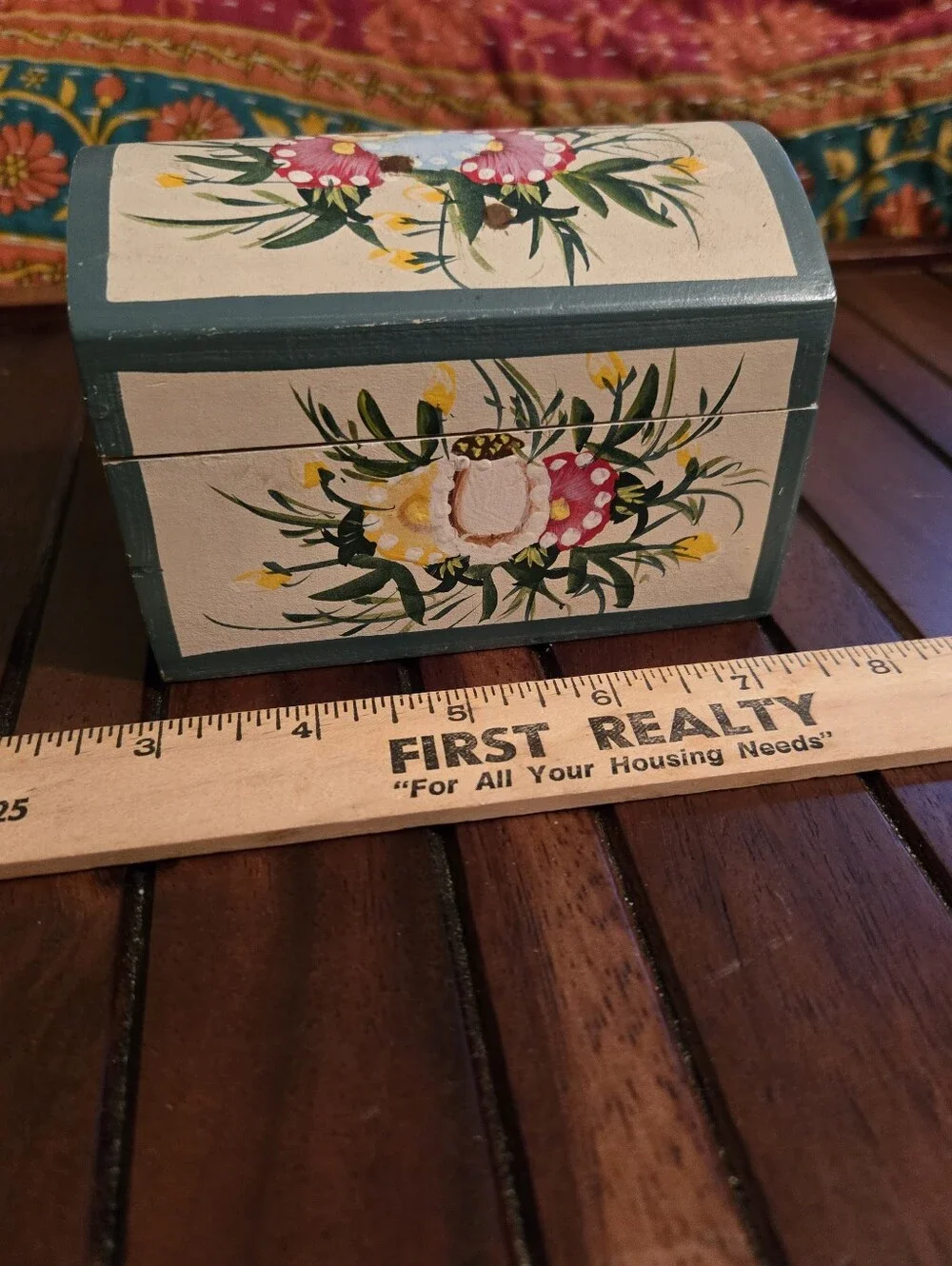 Vintage Floral Handpainted Cottagecore Wood Jewelry Box